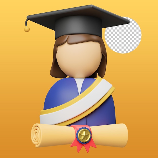 Graduated female student 3d illustration