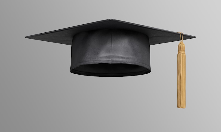 PSD graduation cap with tassel 3d rendering