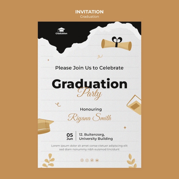 PSD graduation celebration invitation template