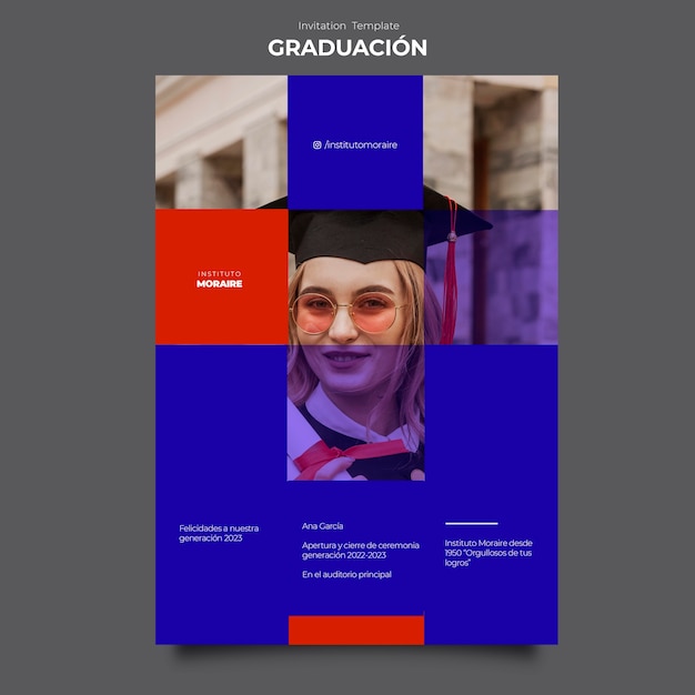 PSD graduation celebration invitation template