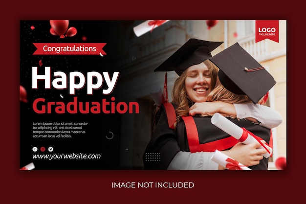 PSD graduation and education social media post or banner ad flyer design template