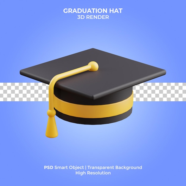 PSD graduation hat 3d render illustration isolated premium psd