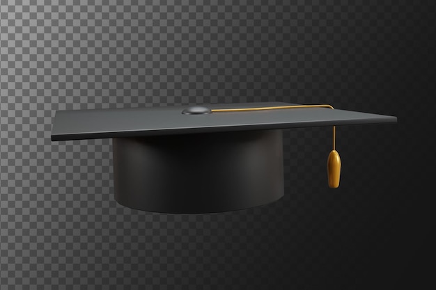 Graduation hat 3d rendering icon toga cap 3d icon