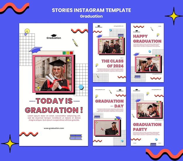 PSD modello di storie di instagram per la festa di laurea