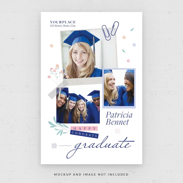 PSD graduation photo collage flyer template in psd