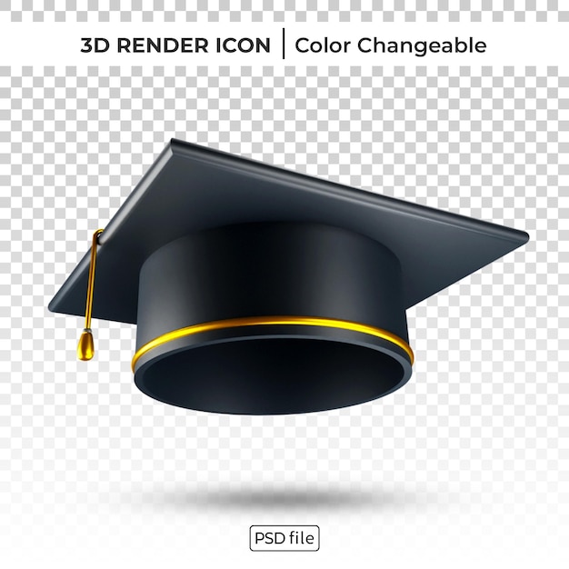 Graduation toga hat 3d render icona modificabile a colori