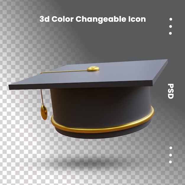 Graduation toga hat 3d rendering icon