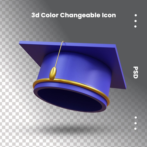 PSD graduation toga hat 3d rendering icon