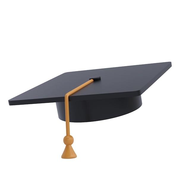 PSD graduation university or college black cap 3d realistic illustration isolated transparent element