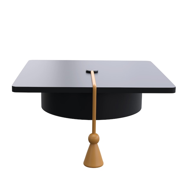 PSD graduation university or college black cap 3d realistic illustration isolated transparent png