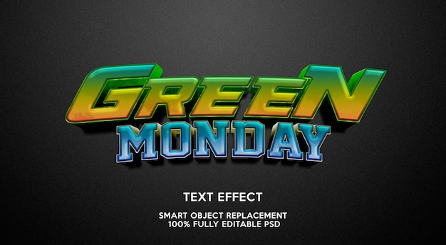 PSD graen monday text effect template