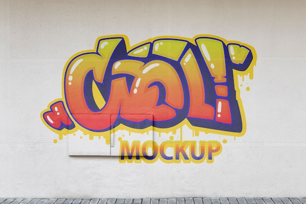 PSD Граффити на кирпичной стене на открытом воздухе