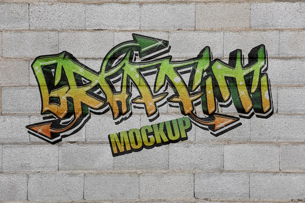 PSD graffiti art of outdoors brick wall