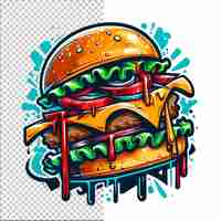 PSD graffiti style hamburger art with no background or transparent