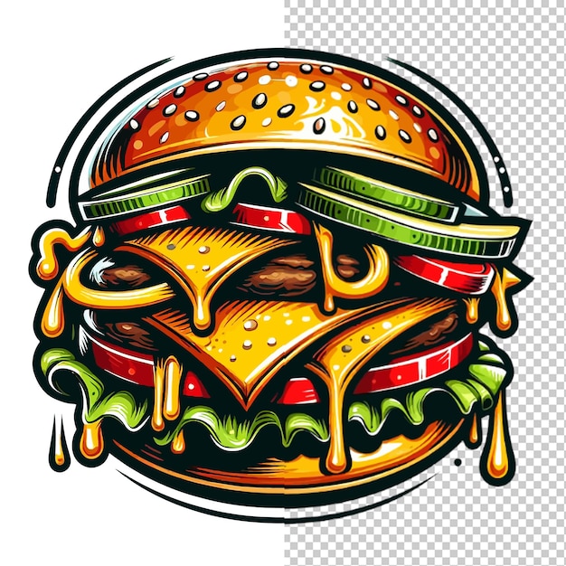 Graffiti style hamburger art with no background or transparent