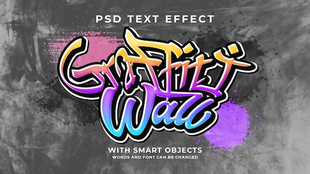 PSD graffiti wall street art urban texture psd editable text effect