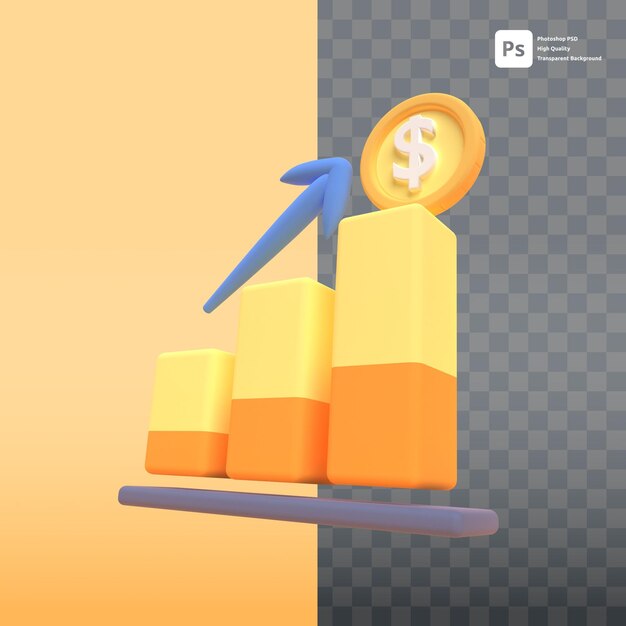 Grafiek in 3D render voor Graphic Asset Web Presentation of Other