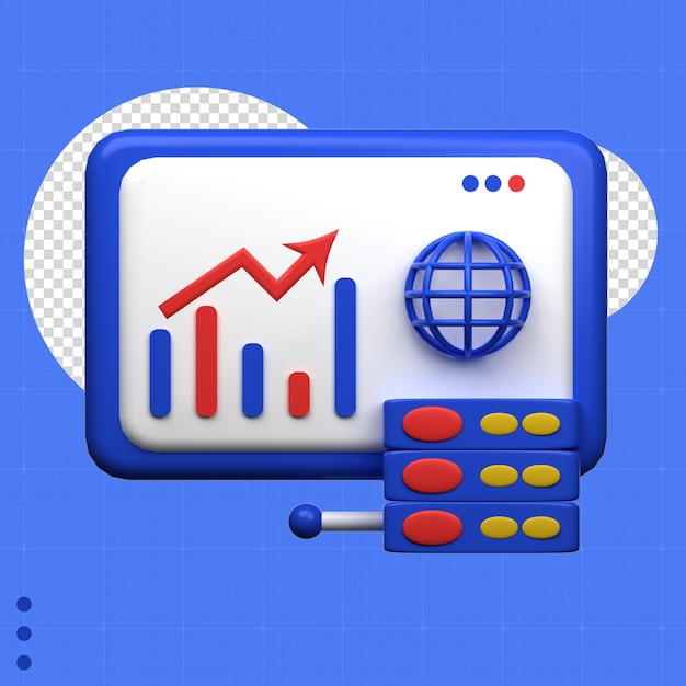 grafiek met database analytics 3d illustratie