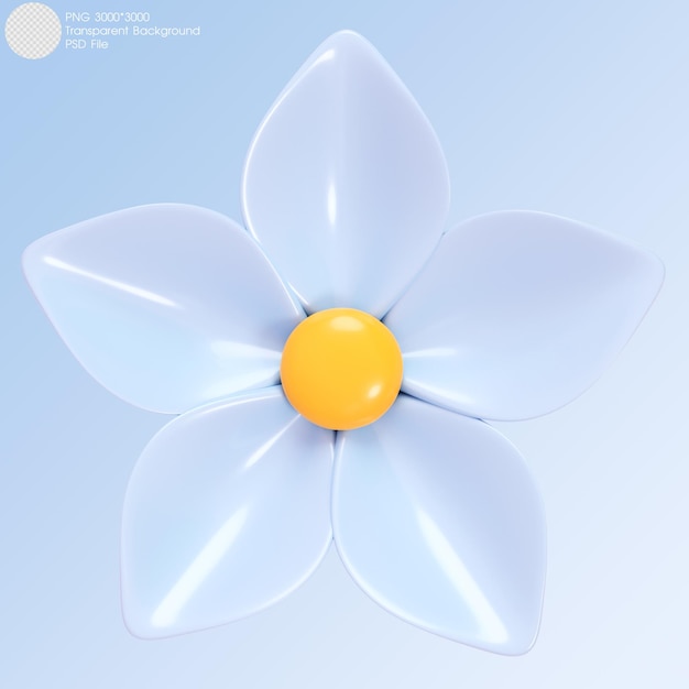 Grafika trójwymiarowa Niebieski kwiat samodzielnie na tle