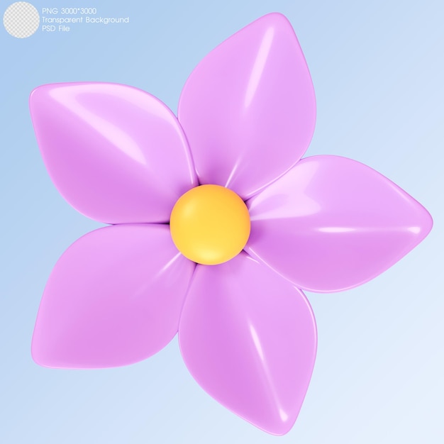 PSD grafika trójwymiarowa purpurowy kwiat samodzielnie na tle