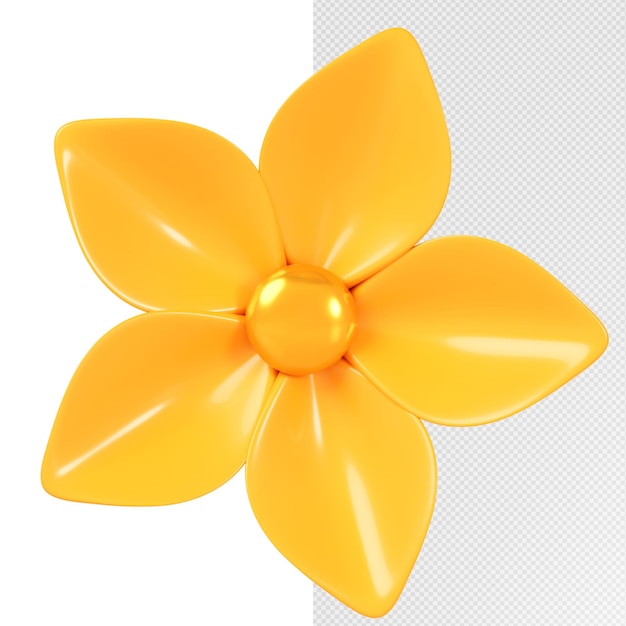 Grafika trójwymiarowa Żółty kwiat samodzielnie na tle
