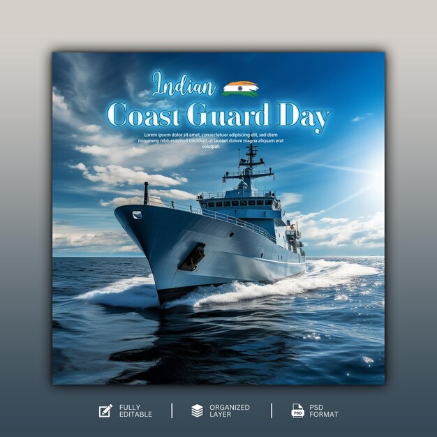 Grafisch en social media-ontwerp van indian coast guard day