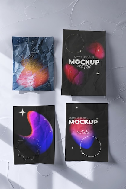 PSD grainy gradient poster mockup