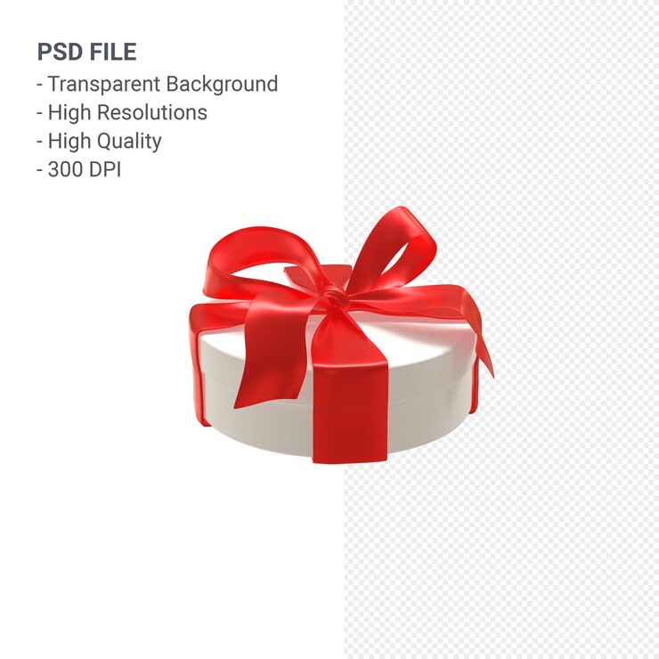 PSD granatowe pudełko 3d z wstążką i kokardą na białym tle