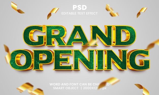 PSD grand opening 3d editable photoshop text effect style with modern background