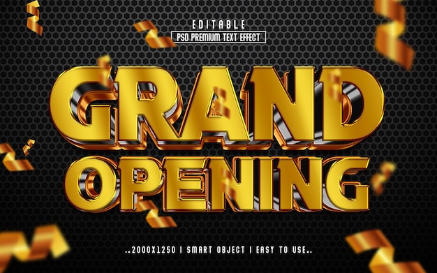 PSD grand opening 3d editable psd text effect style