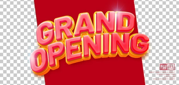 Grand opening banner with custom text editable 3D style text effect