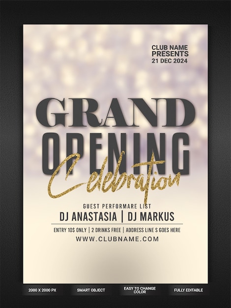 Grand opening celebration party flyer