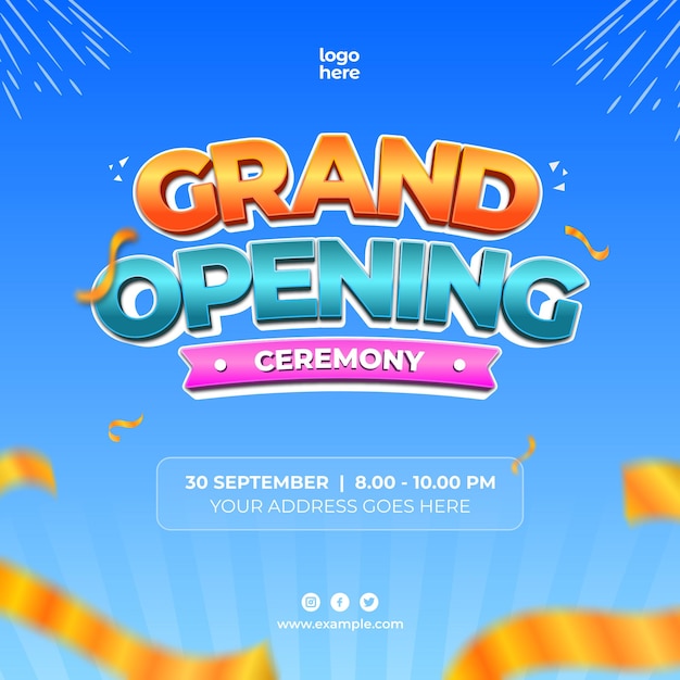 PSD grand opening coming soon ceremony background