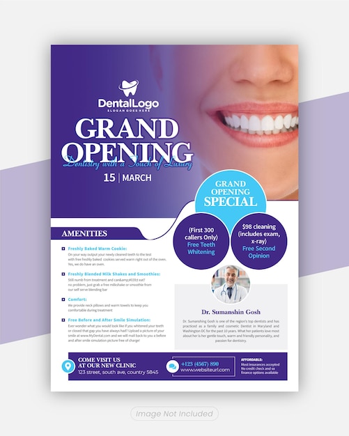 PSD grand opening dental flyer template design