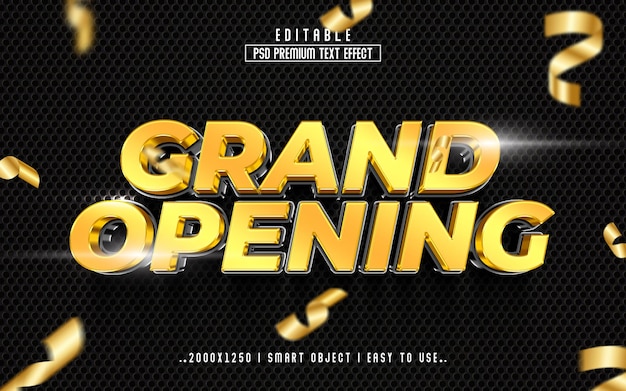 PSD grand opening editable 3d text effect style