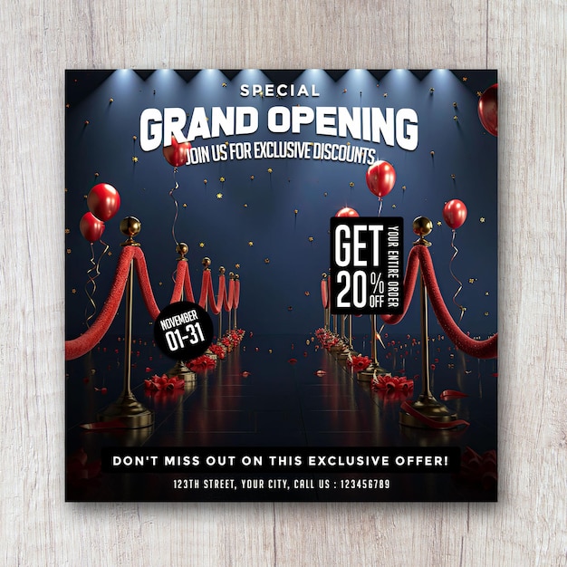 PSD grand opening flyer social media post