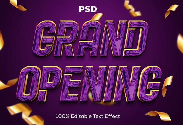 PSD grand opening golden luxury 3d text effect