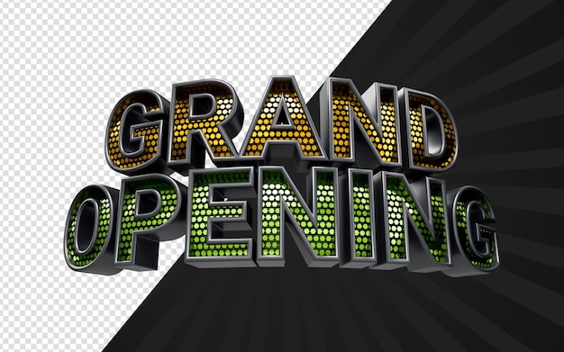 grand opening sale poster design template on dark background 3d render concept for advertising