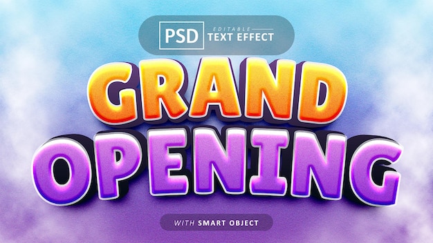 Grand opening tekst bewerkbaar cartoon lettertype-effect