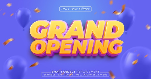 Grand opening text editable 3d style text effect