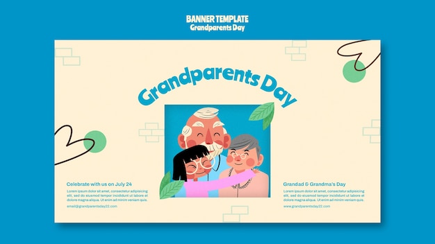 PSD grandparent day horizontal banner template with organic design