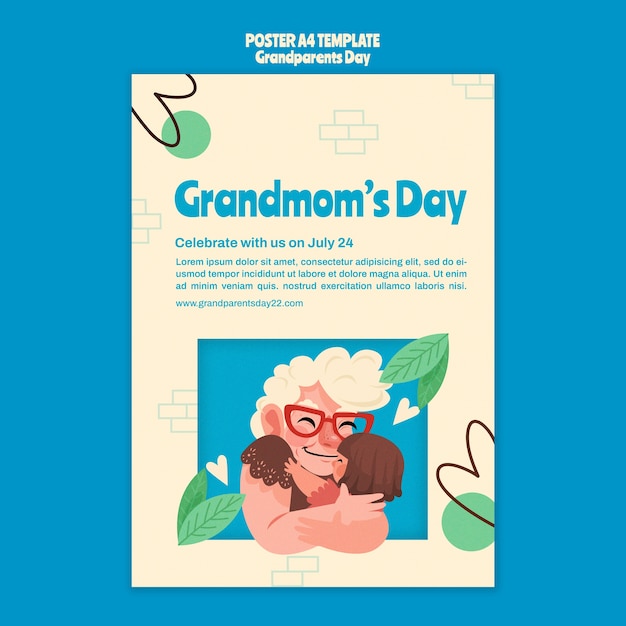 Modello di poster verticale per il giorno dei nonni con design organico