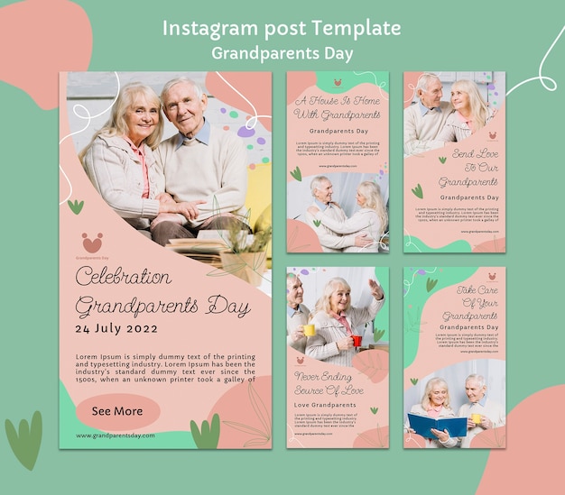 Piatto di storie di instagram di design per il giorno dei nonni