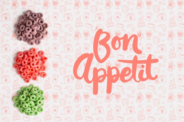 Granen gedeeld door kleuren en bon appetit-bericht