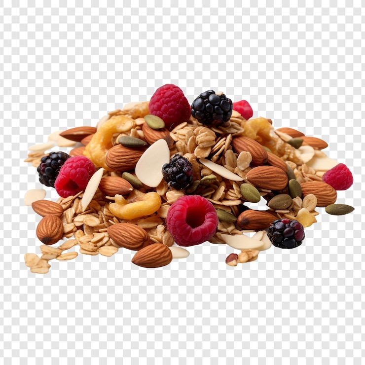 PSD granola isolated on transparent background