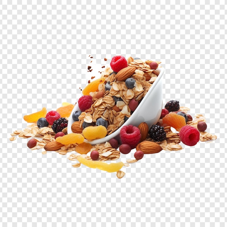 PSD granola isolated on transparent background