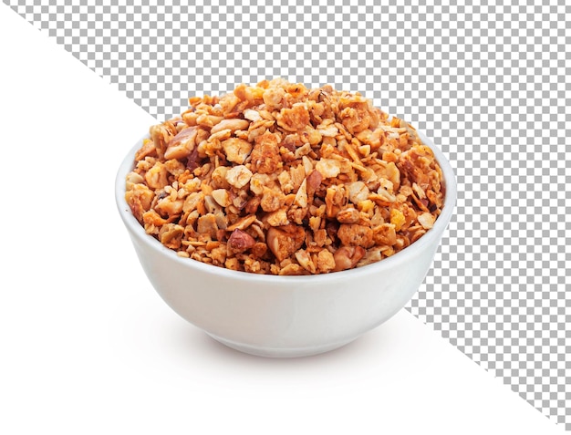 Granolakom krokante muesli geïsoleerd