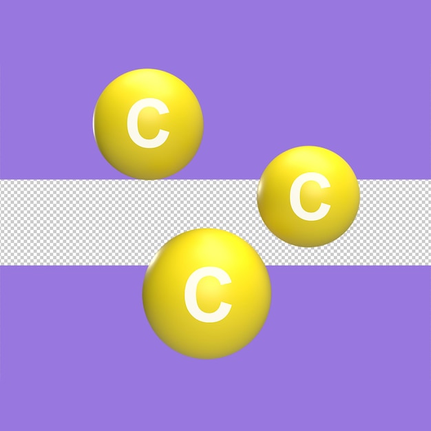 PSD granulki witaminy c 3d ikona modelu koncepcja stylu kreskówki renderowania ilustracji