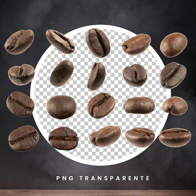 PSD graos de cafe fundo transparente