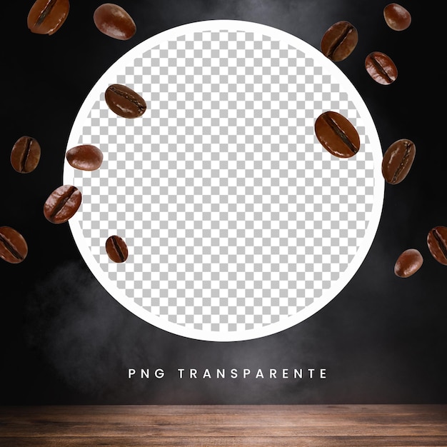 PSD graos de cafe fundo transparente